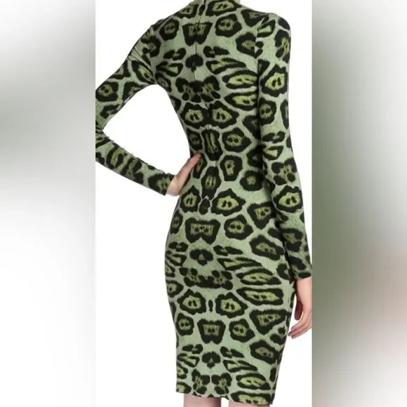 Givenchy green silk blend leopard dress size US4 - Picture 2 of 12